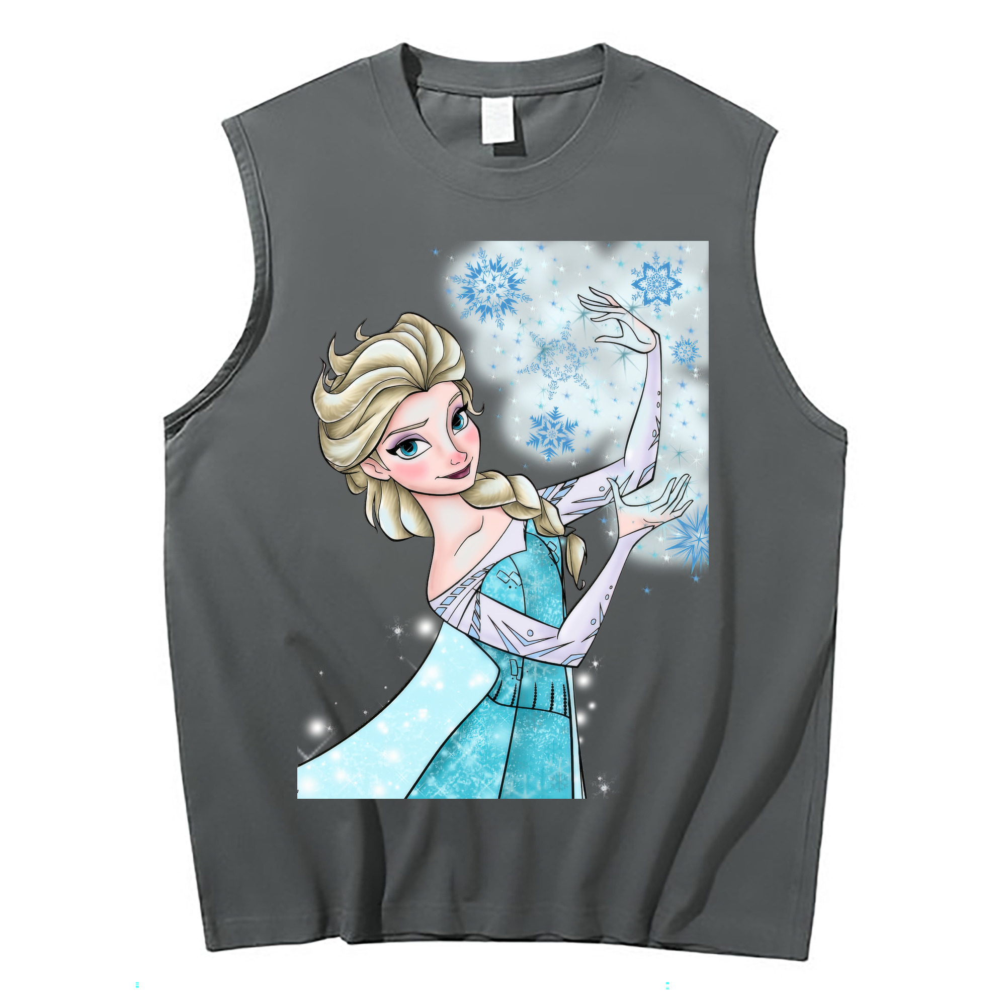 （画像用） アナと雪の女王 アンナ エルサ Frozen Anna Elsa コットン100％タンクトップ（フロントプリント）